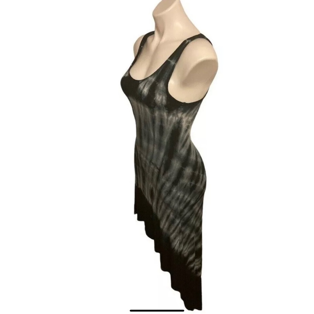 Soprano Black Gray Tie Dye Asymmetrical Tank Dress